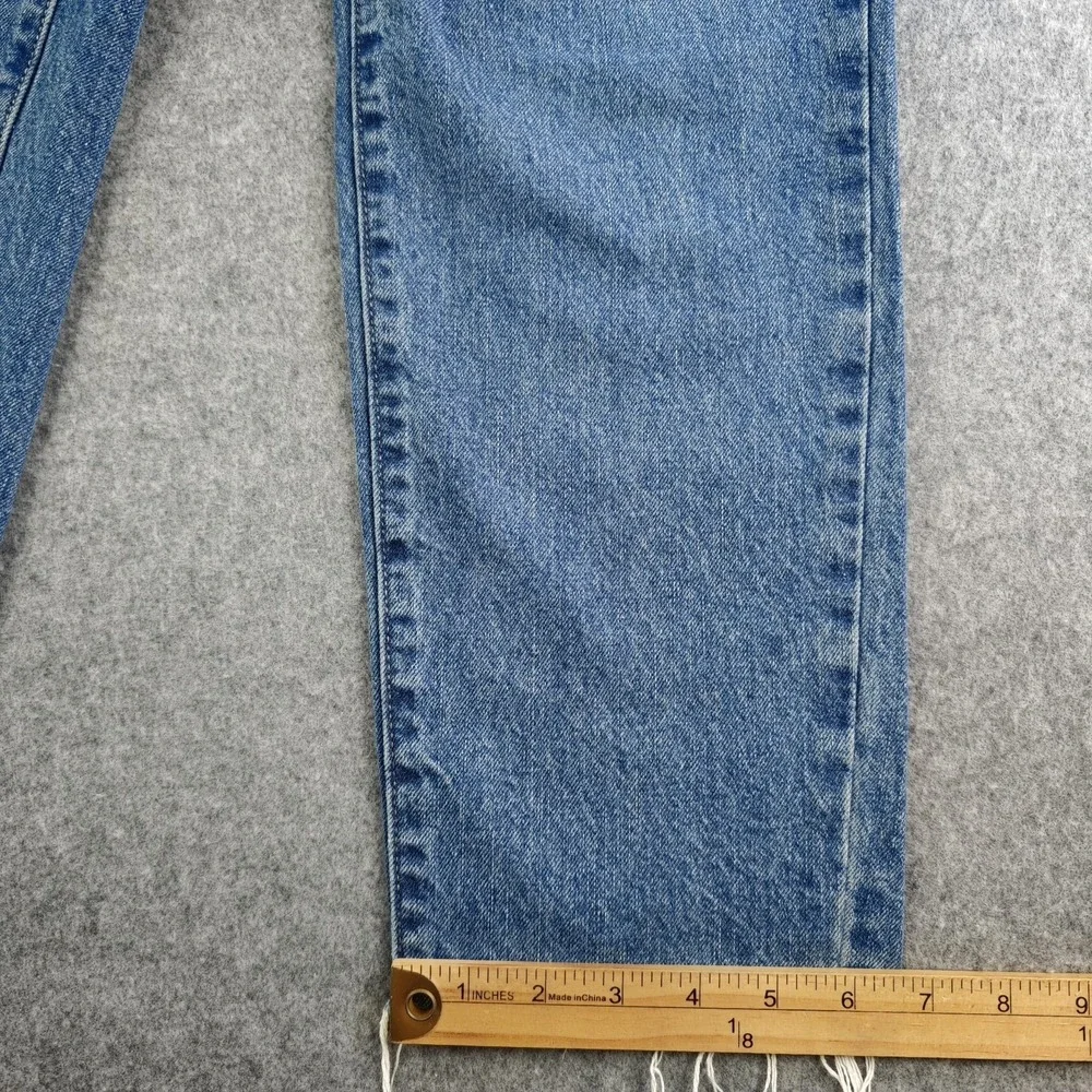 Lucky Brand High Rise Mom Jeans Drew 6/28 Ankle Blue Button Fly Denim Raw Hem